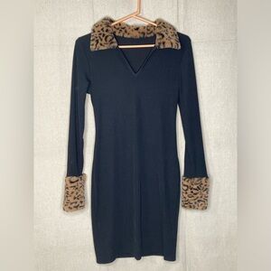 Faux Fur Trimmed Dress